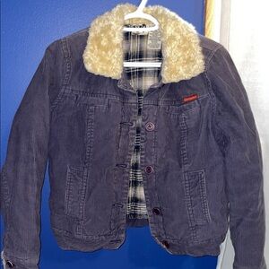 Roxy Purple Corduroy Jacket with Faux Fur Collar